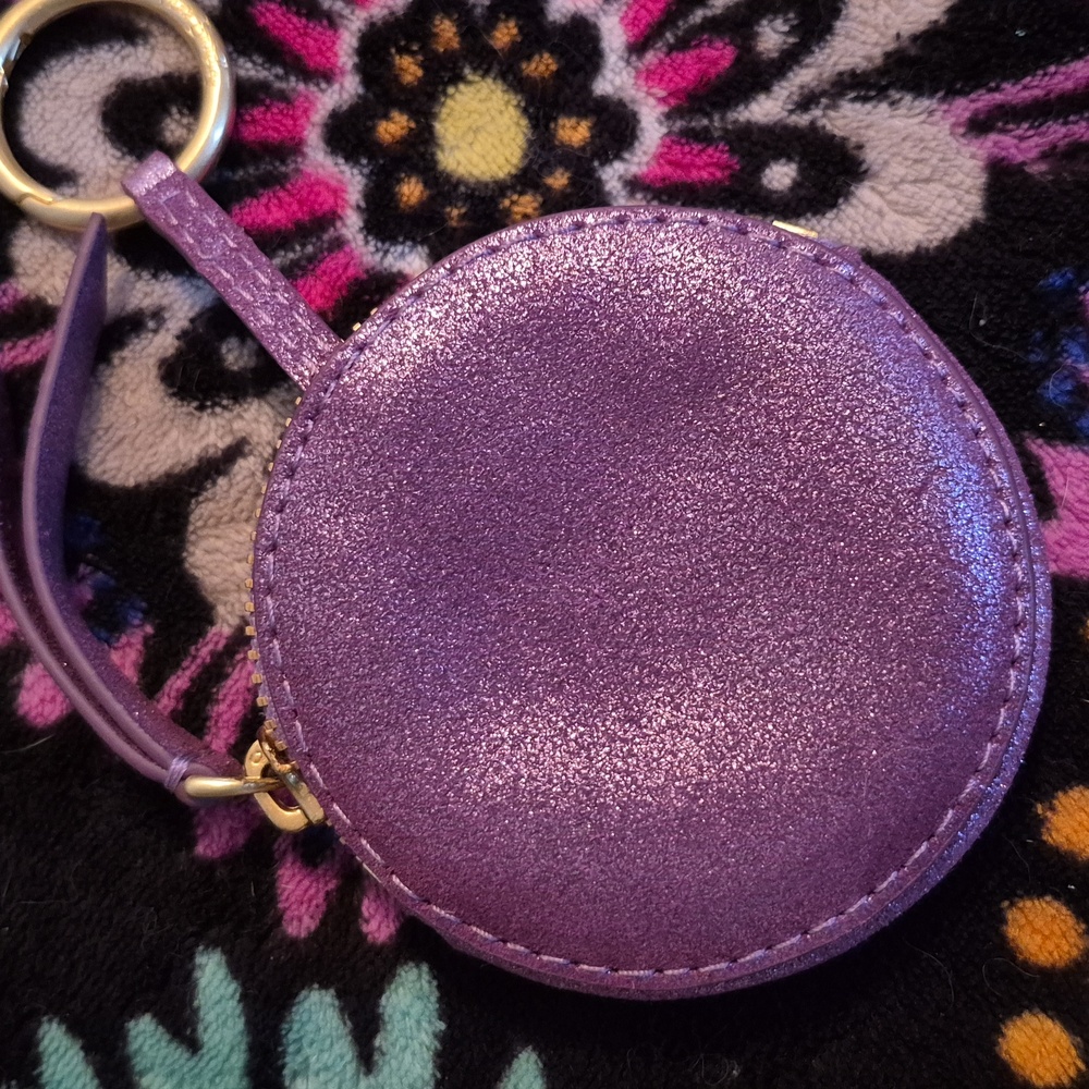 Vera Bradley Mallory Butterfly Bag Charm sparkling coin purse lilac shimmer - Picture 8 of 8